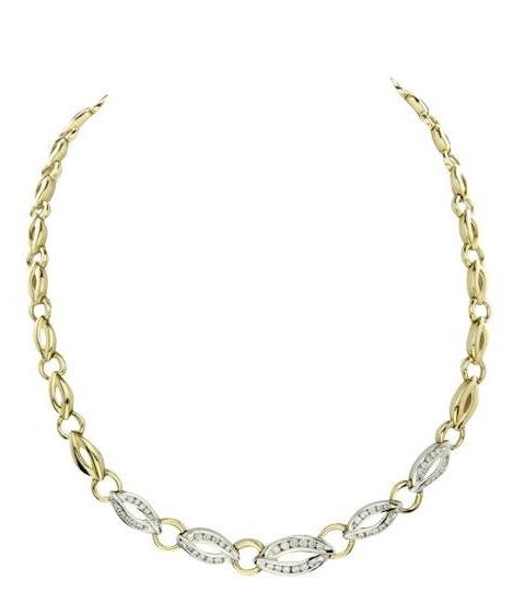 Vintage 14K Two Tone Gold Choker with 1.33 ct Diamond